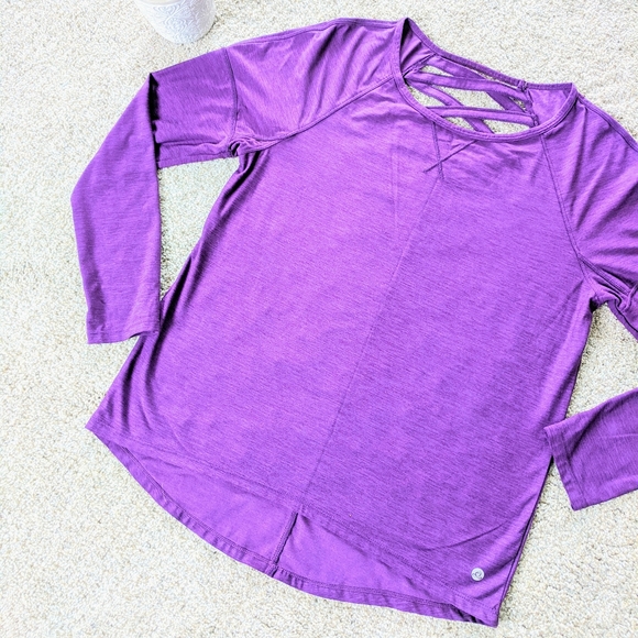 Purple Prana Long Sleeve Workout Top Criss Cross Back - Picture 2 of 7